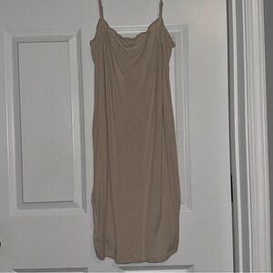 SHEIN form fitting cream dress with long sleeve thin cardigan